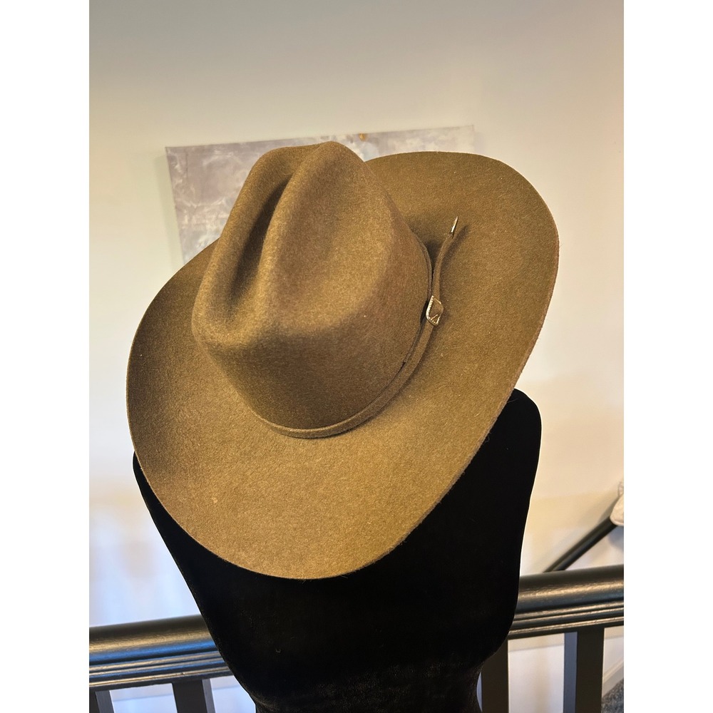 Summit Hats Houston Tex Brown Felt Cowboy Hat Western Gold Buckle Size Medium